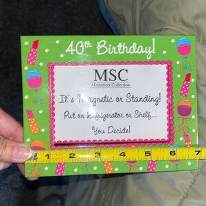 40th Birthday photo frame sign or Standing Card - Green